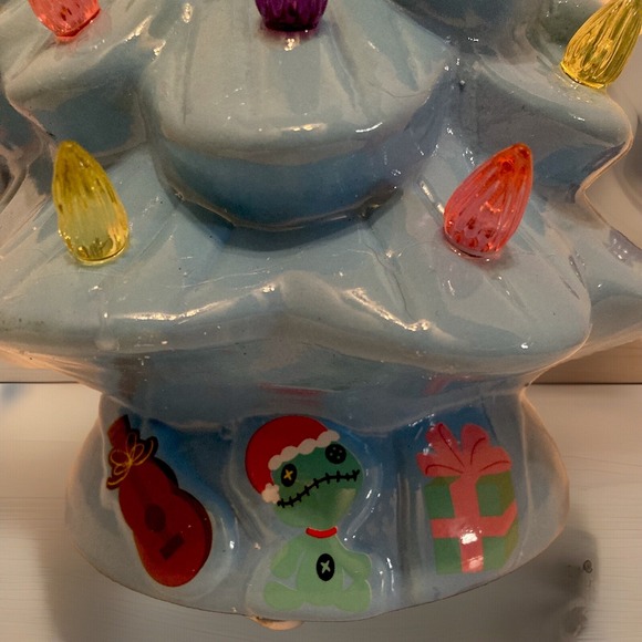 Disney Merry Stitchmas Lilo Stitch Ceramic Light Up Christmas Tree 11" Decor NEW - Picture 10 of 14